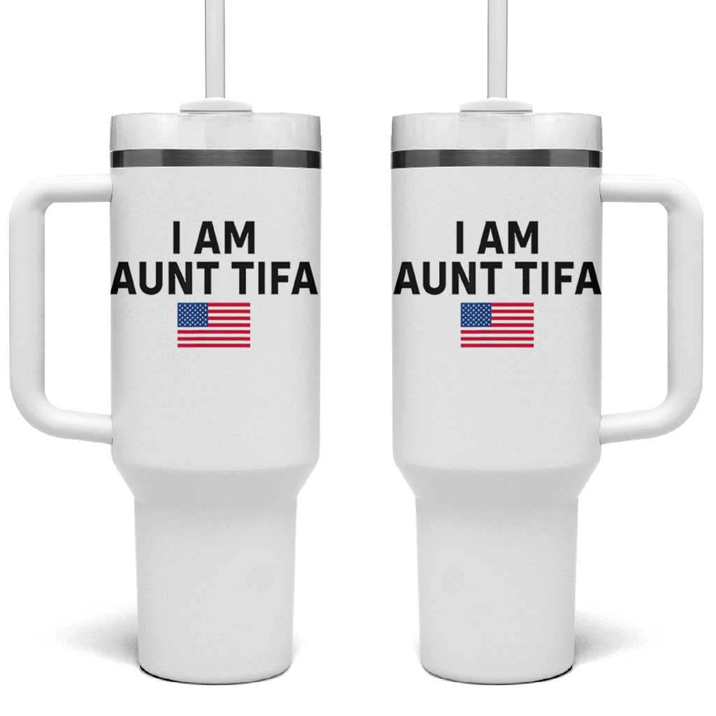 Funny I Am Aunt Tifa Tumbler With Handle Sarcastic Political Meme American Flag - Wonder Print Shop