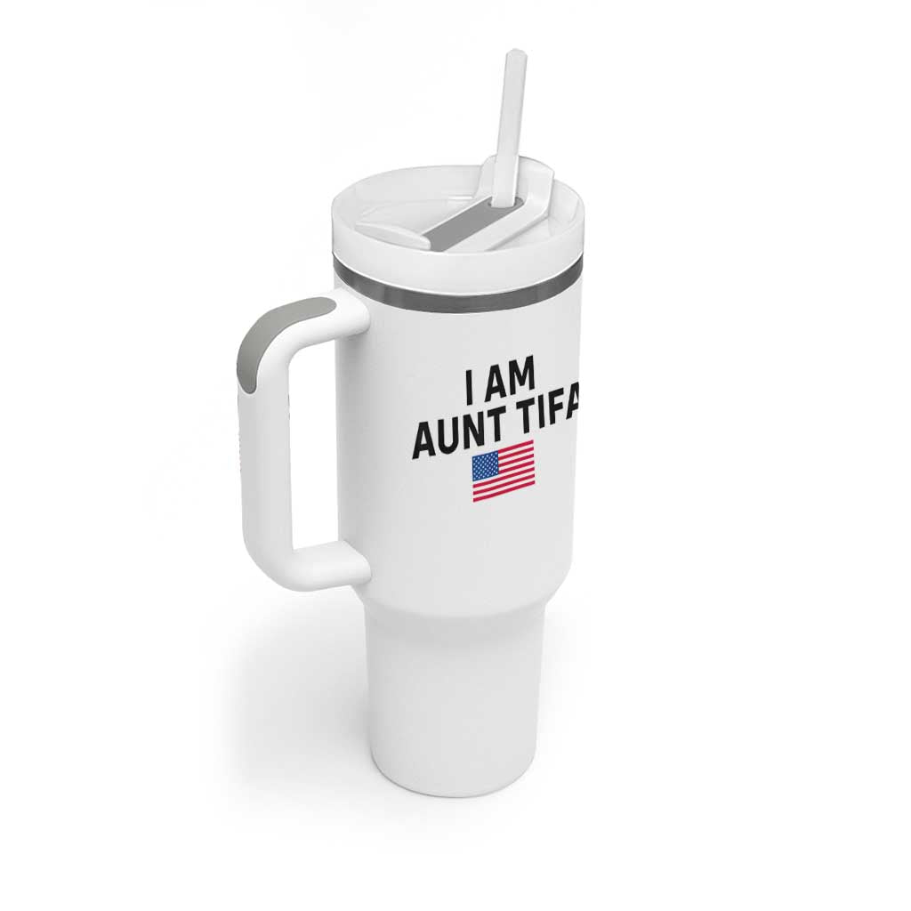 Funny I Am Aunt Tifa Tumbler With Handle Sarcastic Political Meme American Flag - Wonder Print Shop