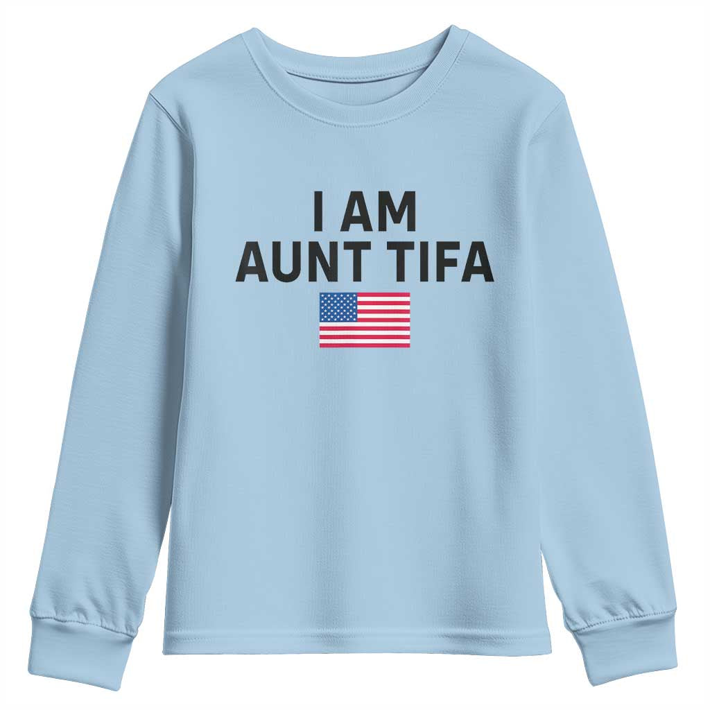 Funny I Am Aunt Tifa Youth Sweatshirt Sarcastic Political Meme American Flag - Wonder Print Shop