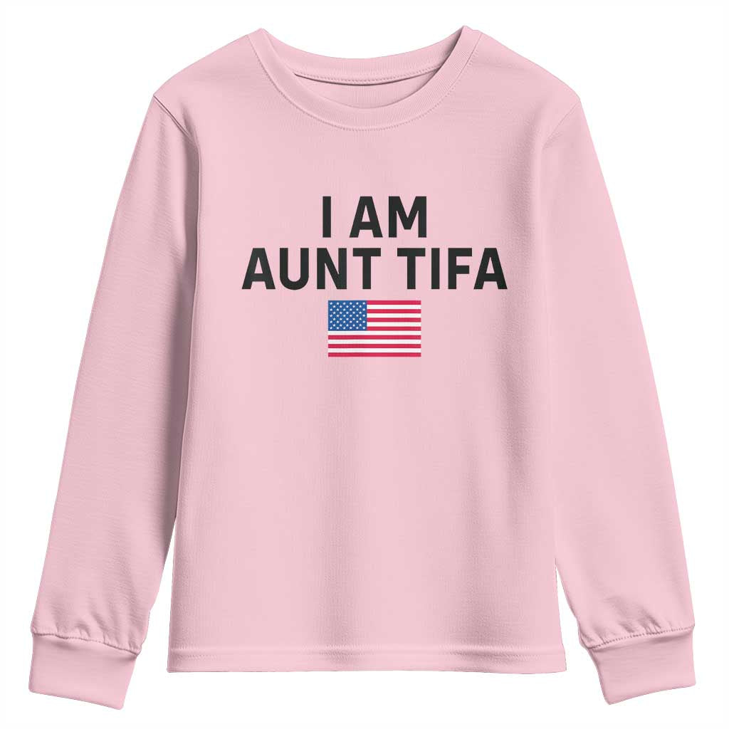 Funny I Am Aunt Tifa Youth Sweatshirt Sarcastic Political Meme American Flag - Wonder Print Shop
