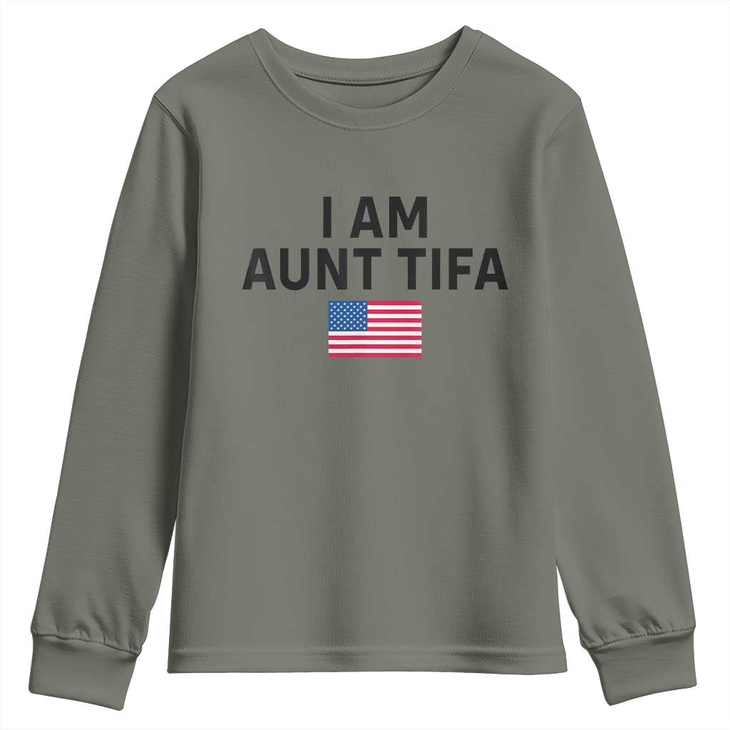 Funny I Am Aunt Tifa Youth Sweatshirt Sarcastic Political Meme American Flag - Wonder Print Shop