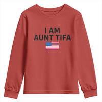 Funny I Am Aunt Tifa Youth Sweatshirt Sarcastic Political Meme American Flag - Wonder Print Shop