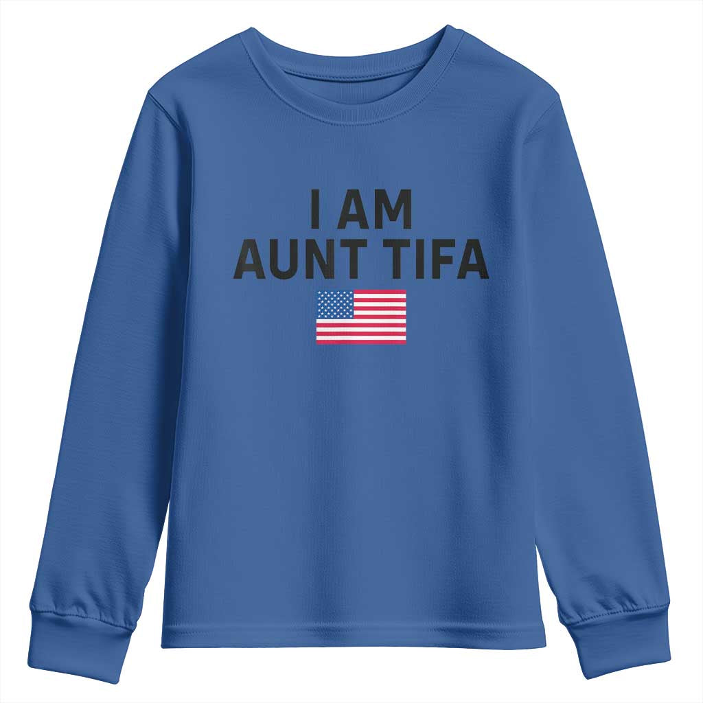 Funny I Am Aunt Tifa Youth Sweatshirt Sarcastic Political Meme American Flag - Wonder Print Shop