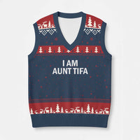 Funny I Am Aunt Tifa V-Neck Knit Sweater Vest Funny Political Sarcasm Patriotic Minimalist - Wonder Print Shop