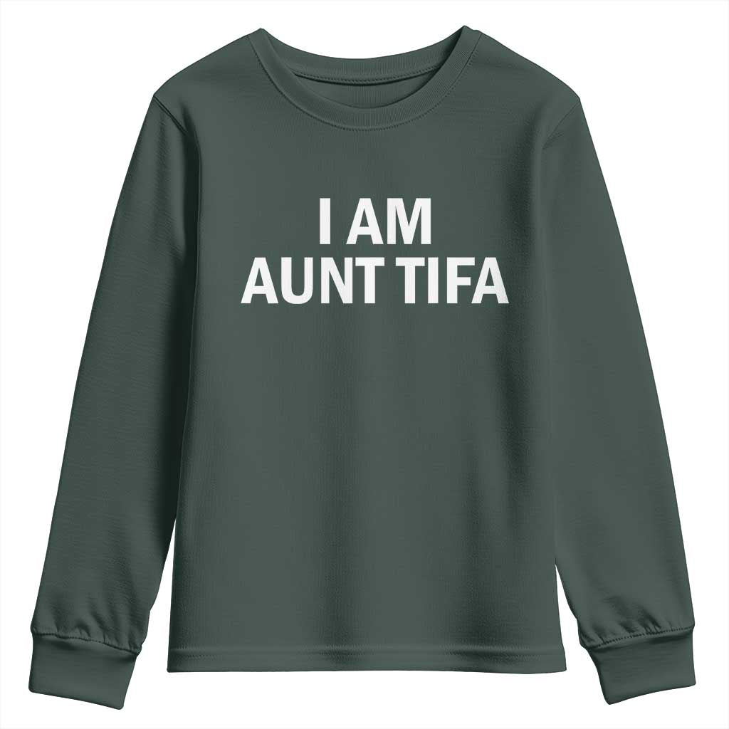 Funny I Am Aunt Tifa Youth Sweatshirt Funny Political Sarcasm Patriotic Minimalist - Wonder Print Shop
