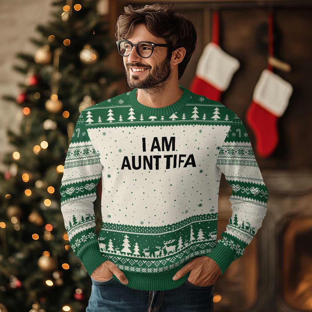 Funny I Am Aunt Tifa Ugly Christmas Sweater Sarcastic Political Satire Minimalist - Wonder Print Shop