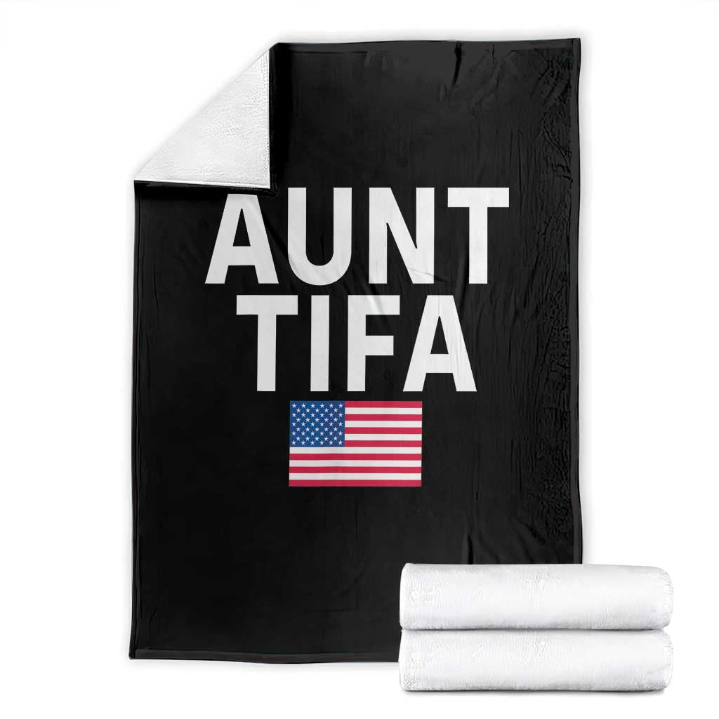 Aunt Tifa Throw Blanket Funny Political Sarcasm Patriotic American Flag - Wonder Print Shop