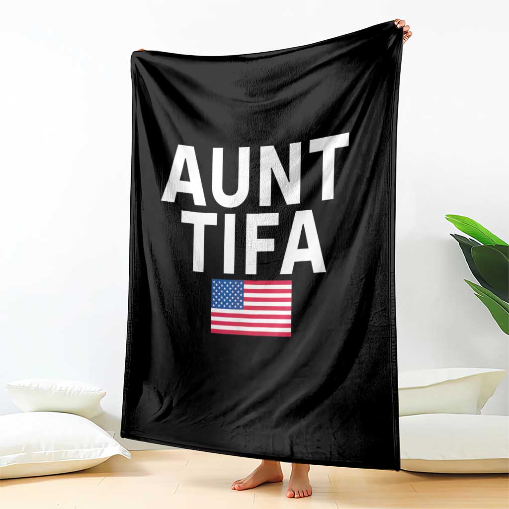 Aunt Tifa Throw Blanket Funny Political Sarcasm Patriotic American Flag - Wonder Print Shop