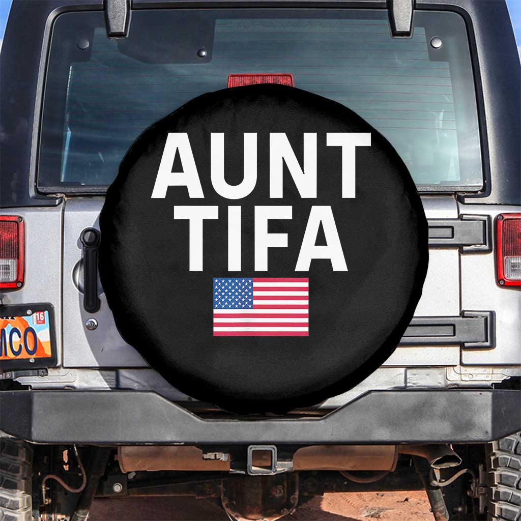 Aunt Tifa Spare Tire Cover Funny Political Sarcasm Patriotic American Flag - Wonder Print Shop