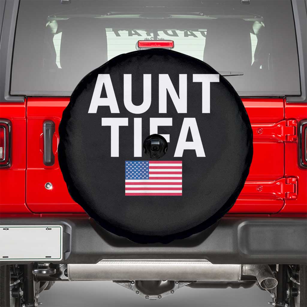 Aunt Tifa Spare Tire Cover Funny Political Sarcasm Patriotic American Flag - Wonder Print Shop