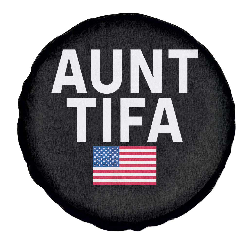 Aunt Tifa Spare Tire Cover Funny Political Sarcasm Patriotic American Flag - Wonder Print Shop