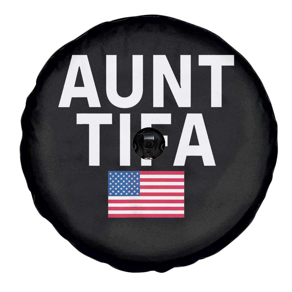 Aunt Tifa Spare Tire Cover Funny Political Sarcasm Patriotic American Flag - Wonder Print Shop