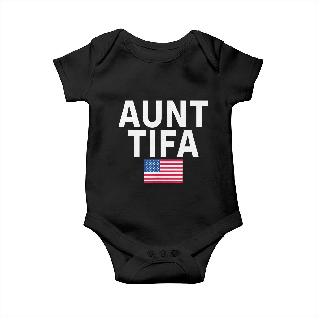 Aunt Tifa Baby Onesie Funny Political Sarcasm Patriotic American Flag - Wonder Print Shop