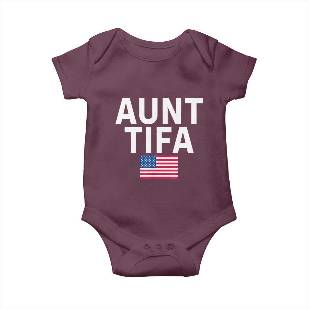Aunt Tifa Baby Onesie Funny Political Sarcasm Patriotic American Flag - Wonder Print Shop