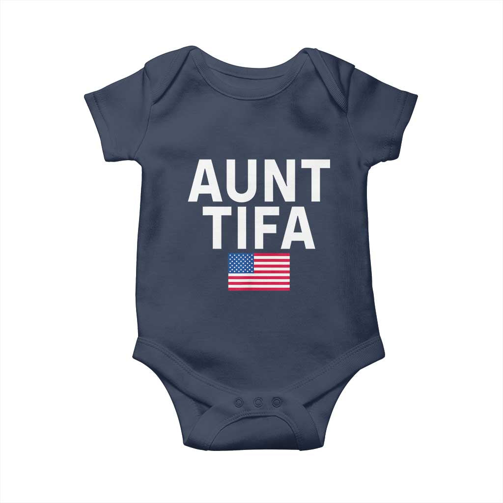 Aunt Tifa Baby Onesie Funny Political Sarcasm Patriotic American Flag - Wonder Print Shop