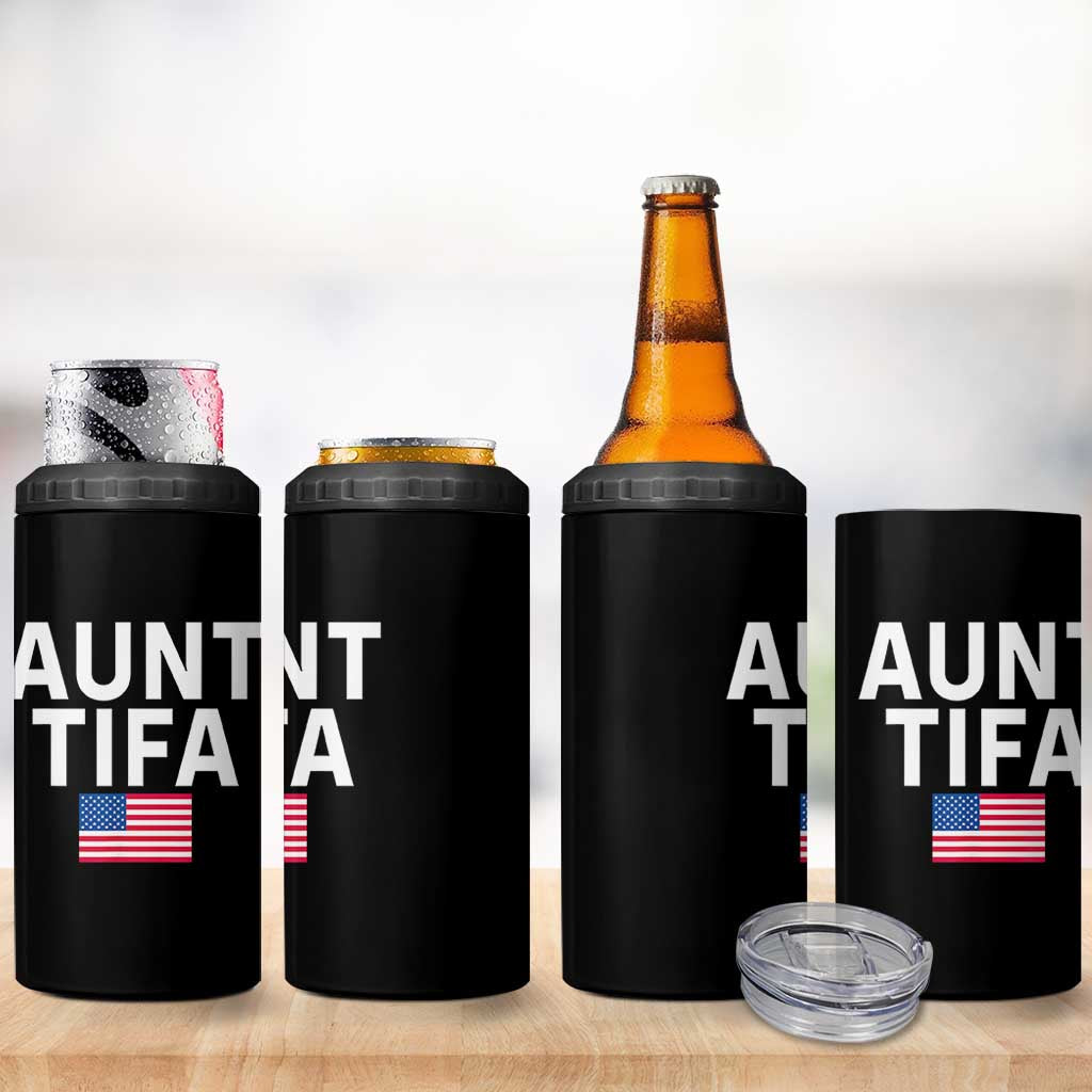 Aunt Tifa 4 in 1 Can Cooler Tumbler Funny Political Sarcasm Patriotic American Flag - Wonder Print Shop