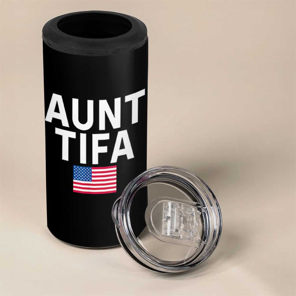 Aunt Tifa 4 in 1 Can Cooler Tumbler Funny Political Sarcasm Patriotic American Flag - Wonder Print Shop