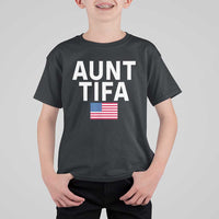 Aunt Tifa T Shirt For Kid Funny Political Sarcasm Patriotic American Flag - Wonder Print Shop