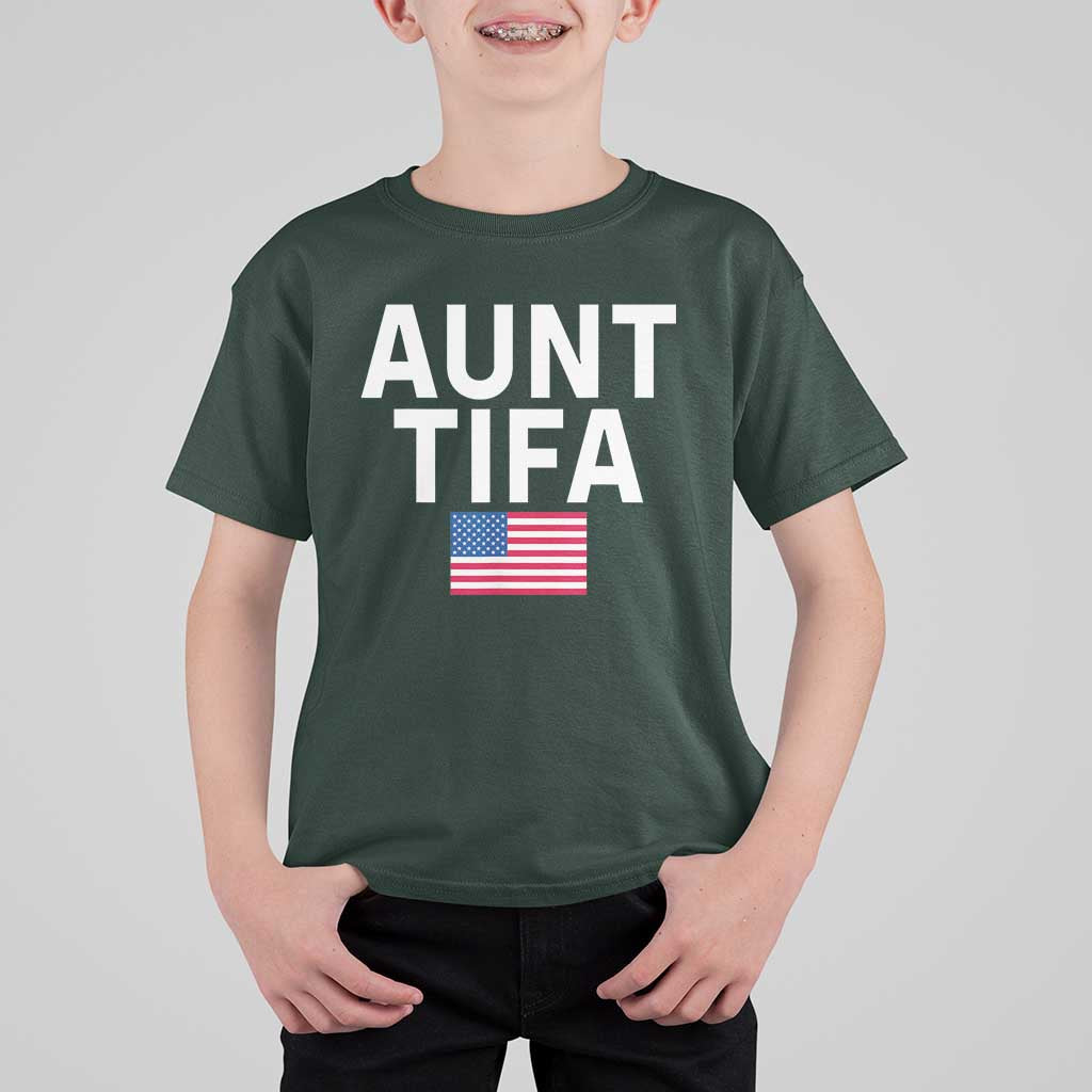 Aunt Tifa T Shirt For Kid Funny Political Sarcasm Patriotic American Flag - Wonder Print Shop