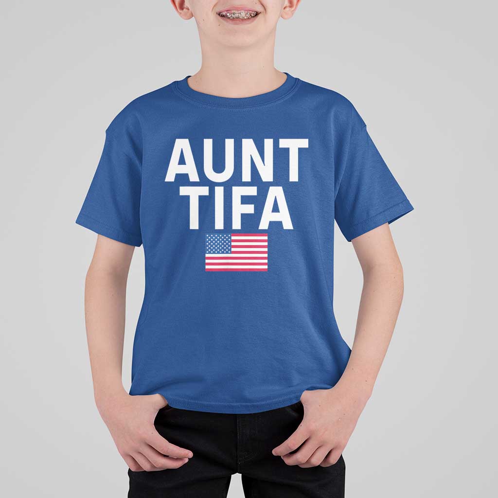 Aunt Tifa T Shirt For Kid Funny Political Sarcasm Patriotic American Flag - Wonder Print Shop