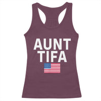Aunt Tifa Racerback Tank Top Funny Political Sarcasm Patriotic American Flag - Wonder Print Shop