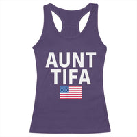 Aunt Tifa Racerback Tank Top Funny Political Sarcasm Patriotic American Flag - Wonder Print Shop