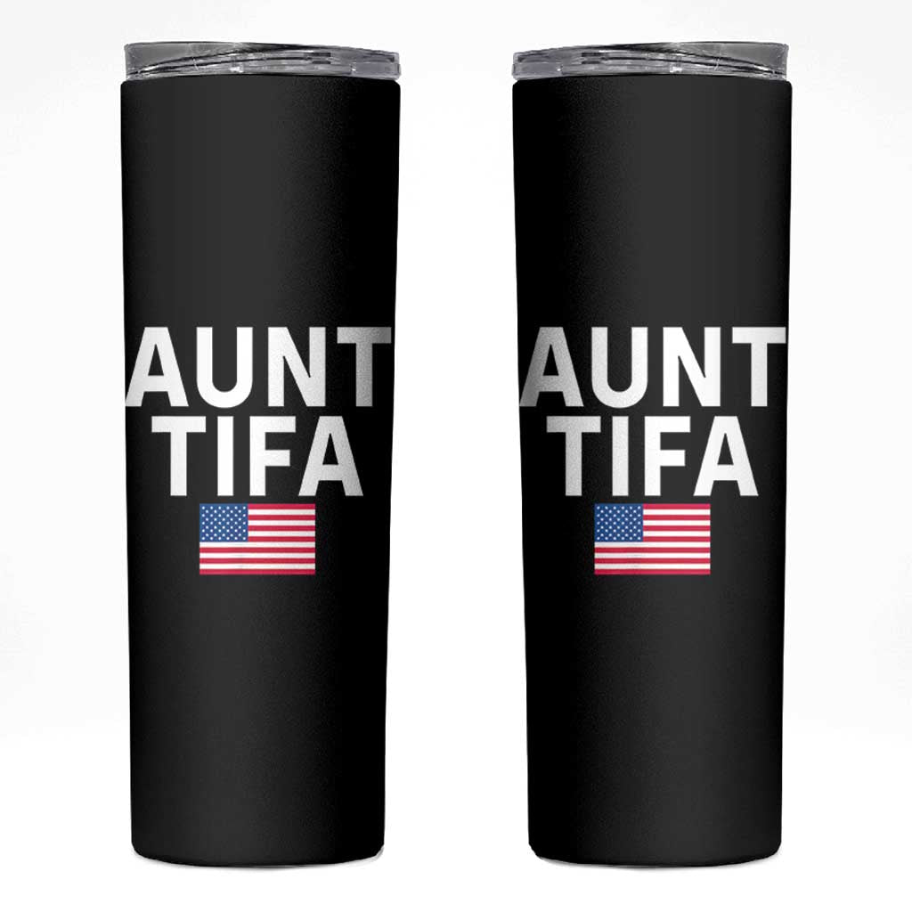 Aunt Tifa Skinny Tumbler Funny Political Sarcasm Patriotic American Flag - Wonder Print Shop