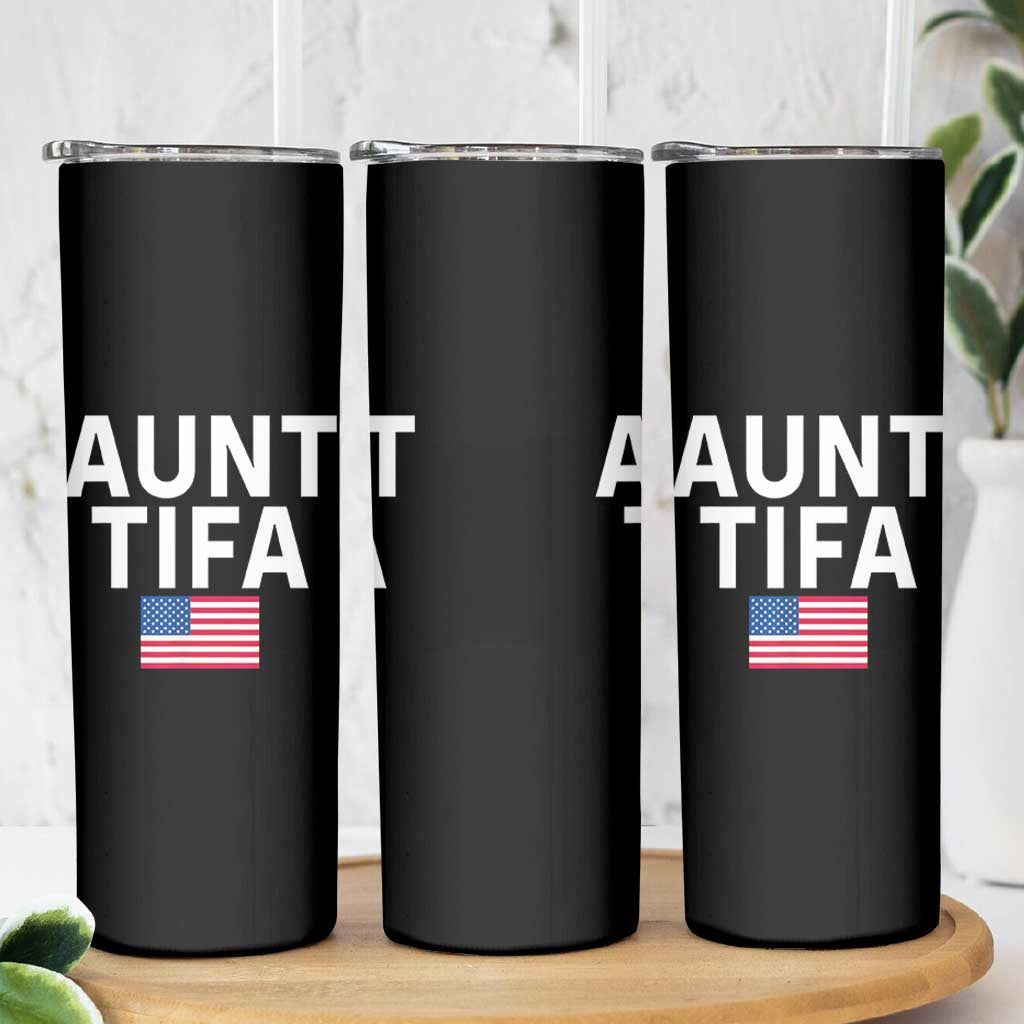 Aunt Tifa Skinny Tumbler Funny Political Sarcasm Patriotic American Flag - Wonder Print Shop