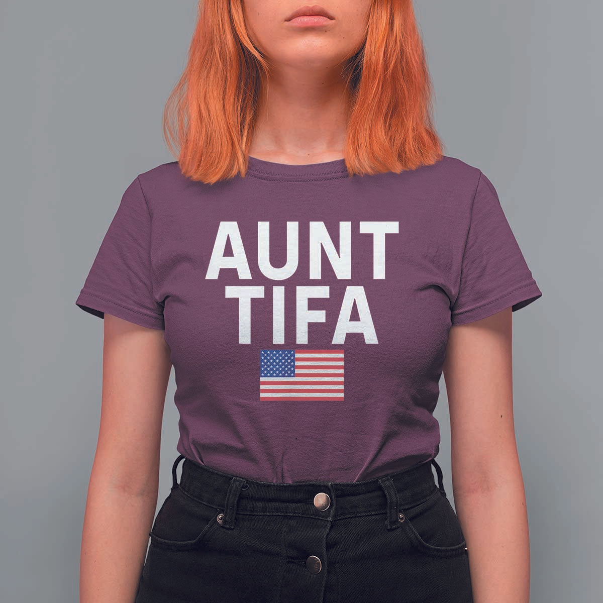 Aunt Tifa T Shirt For Women Funny Political Sarcasm Patriotic American Flag - Wonder Print Shop