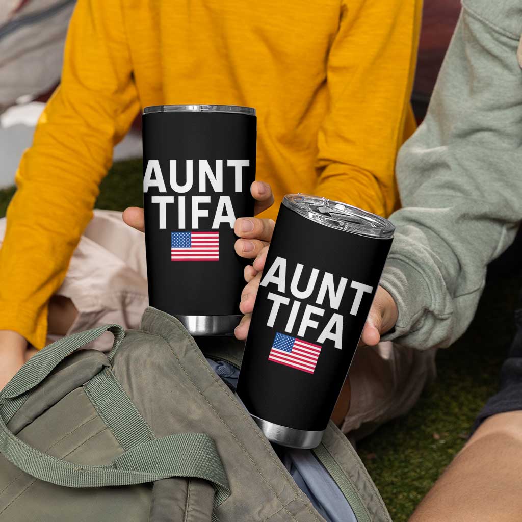 Aunt Tifa Tumbler Cup Funny Political Sarcasm Patriotic American Flag - Wonder Print Shop