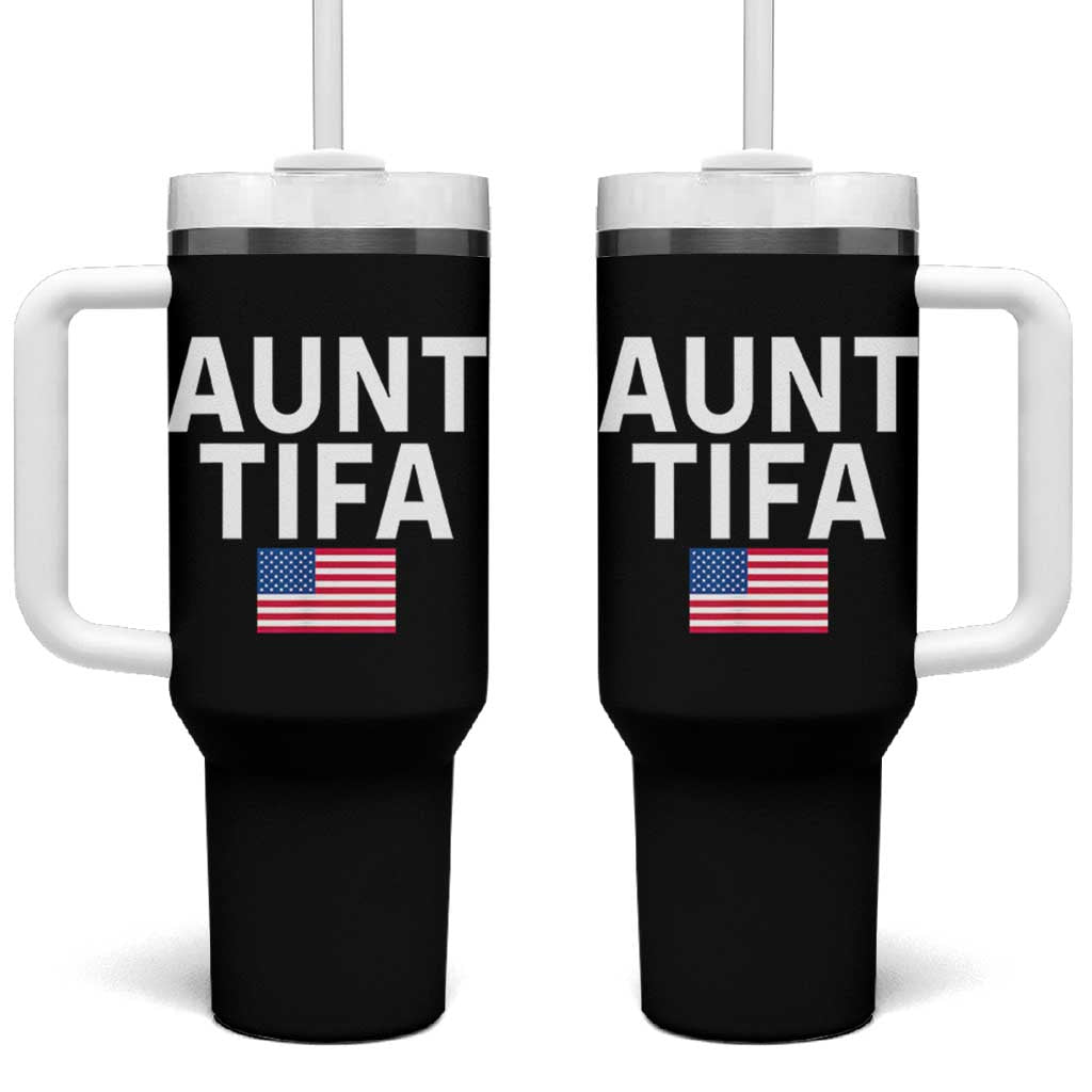 Aunt Tifa Tumbler With Handle Funny Political Sarcasm Patriotic American Flag - Wonder Print Shop