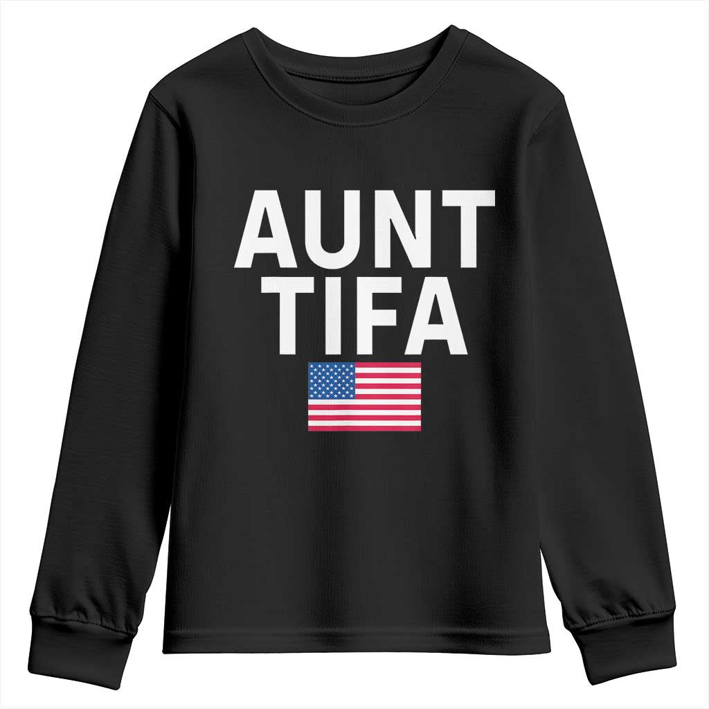Aunt Tifa Youth Sweatshirt Funny Political Sarcasm Patriotic American Flag - Wonder Print Shop
