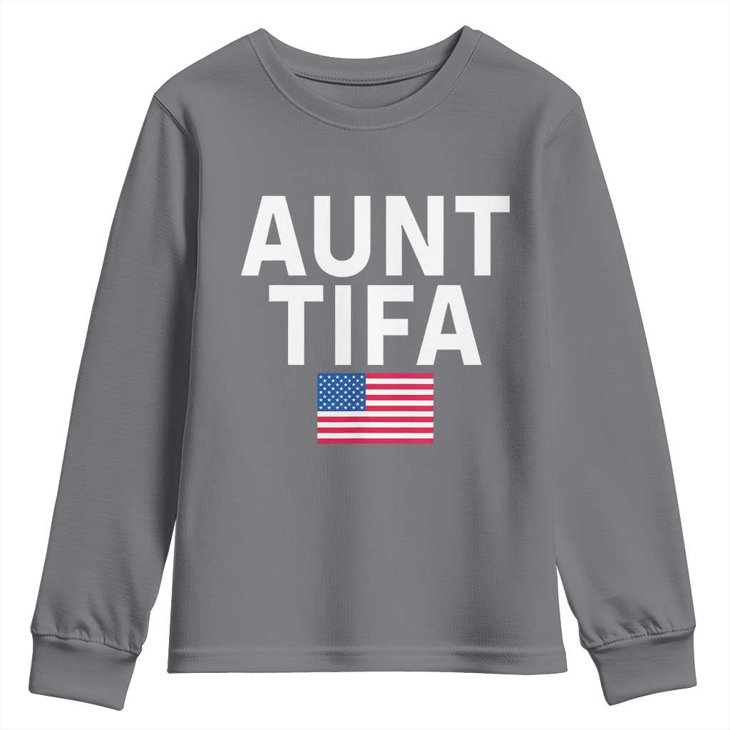 Aunt Tifa Youth Sweatshirt Funny Political Sarcasm Patriotic American Flag - Wonder Print Shop
