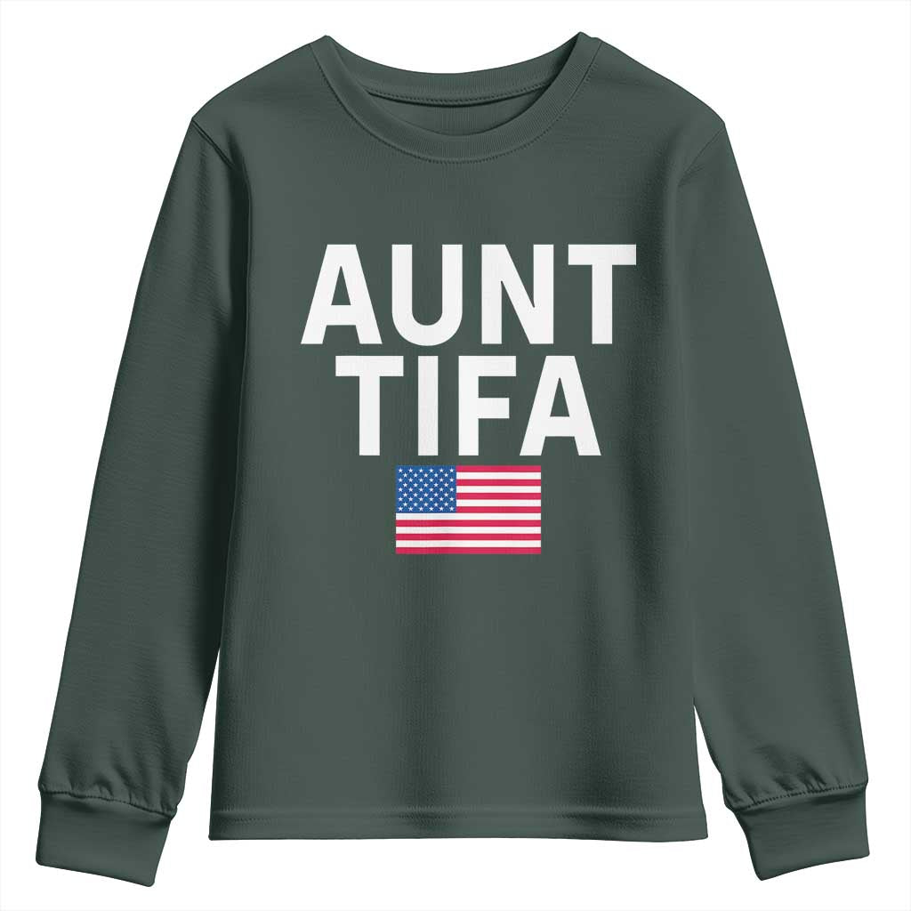 Aunt Tifa Youth Sweatshirt Funny Political Sarcasm Patriotic American Flag - Wonder Print Shop