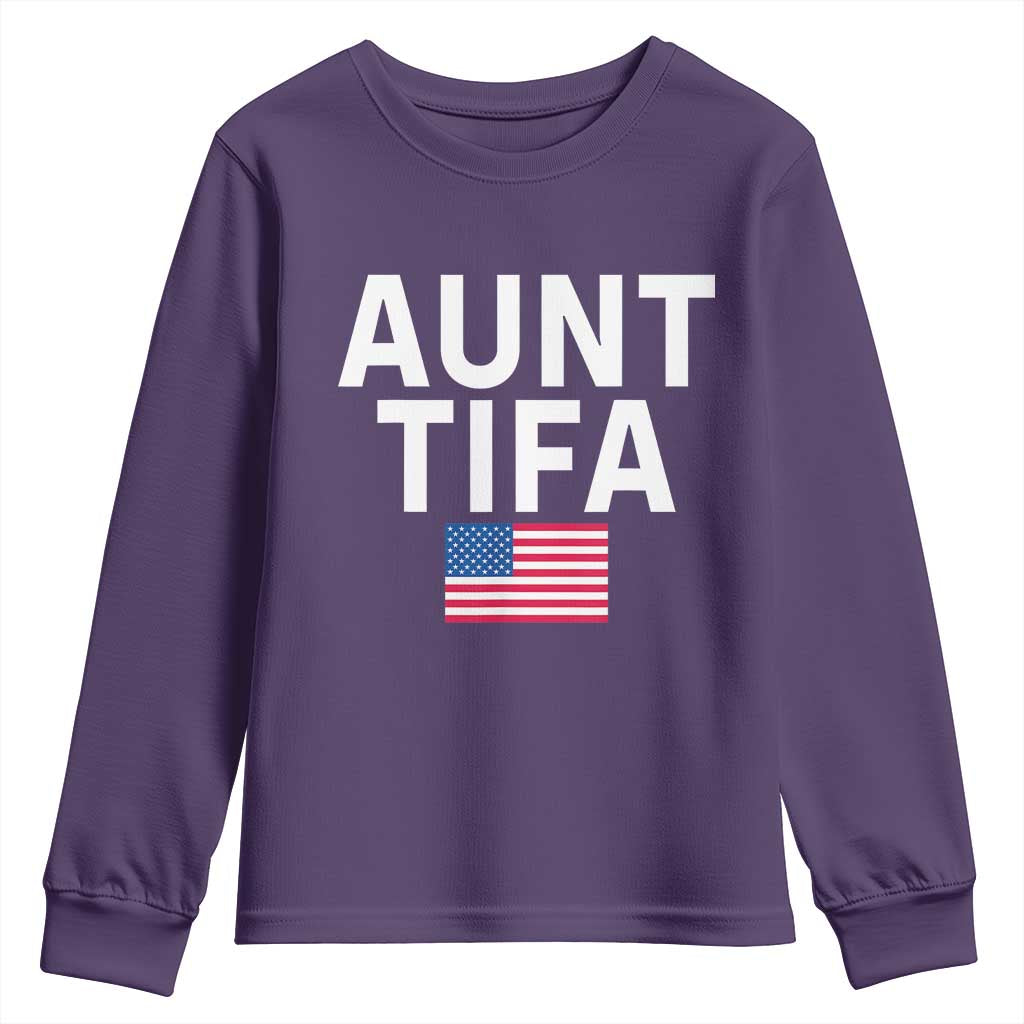 Aunt Tifa Youth Sweatshirt Funny Political Sarcasm Patriotic American Flag - Wonder Print Shop
