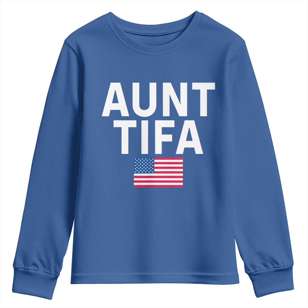 Aunt Tifa Youth Sweatshirt Funny Political Sarcasm Patriotic American Flag - Wonder Print Shop