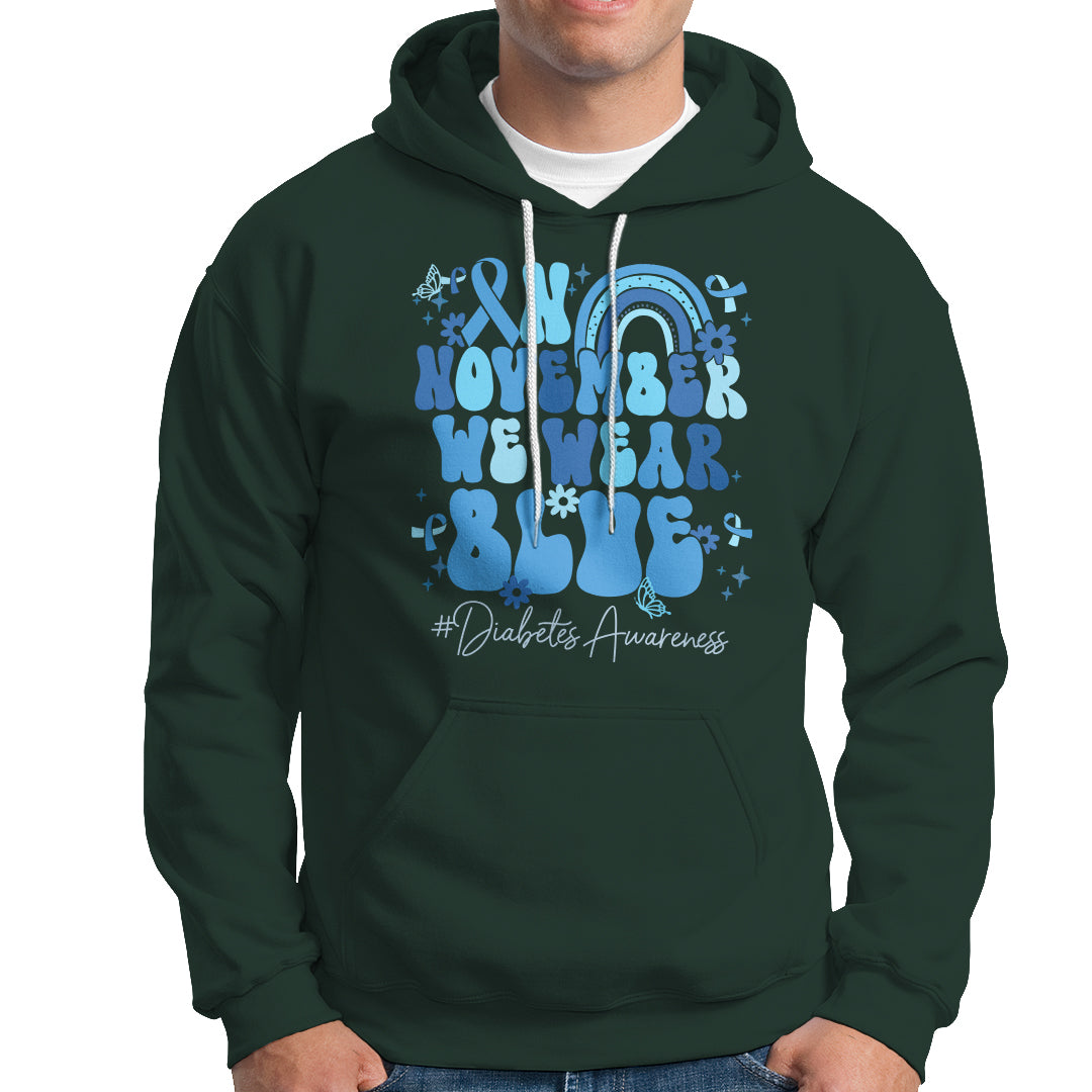 In November We Wear Blue Groovy Diabetic Diabetes Awareness Hoodie - Wonder Print Shop