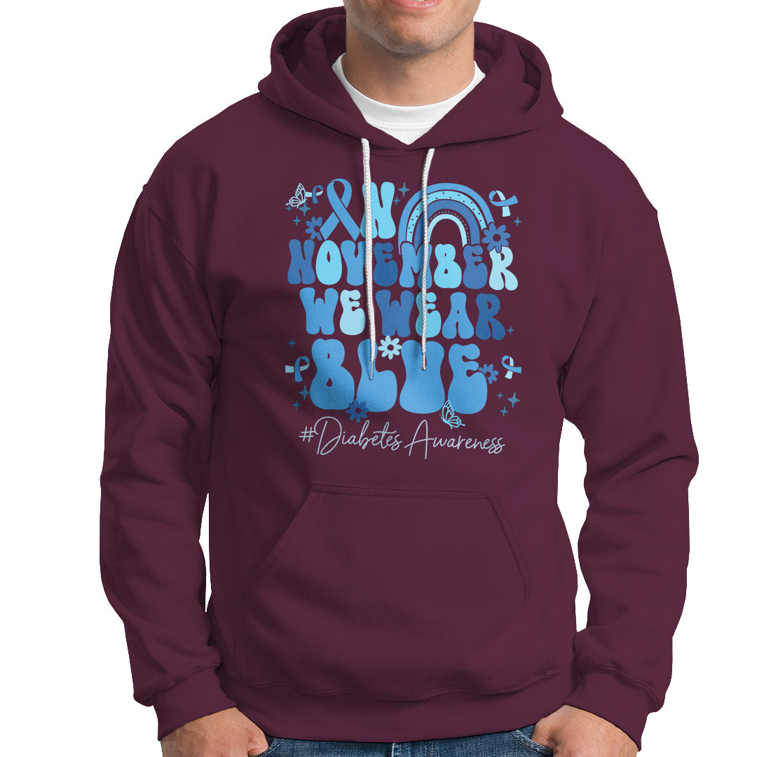 In November We Wear Blue Groovy Diabetic Diabetes Awareness Hoodie - Wonder Print Shop