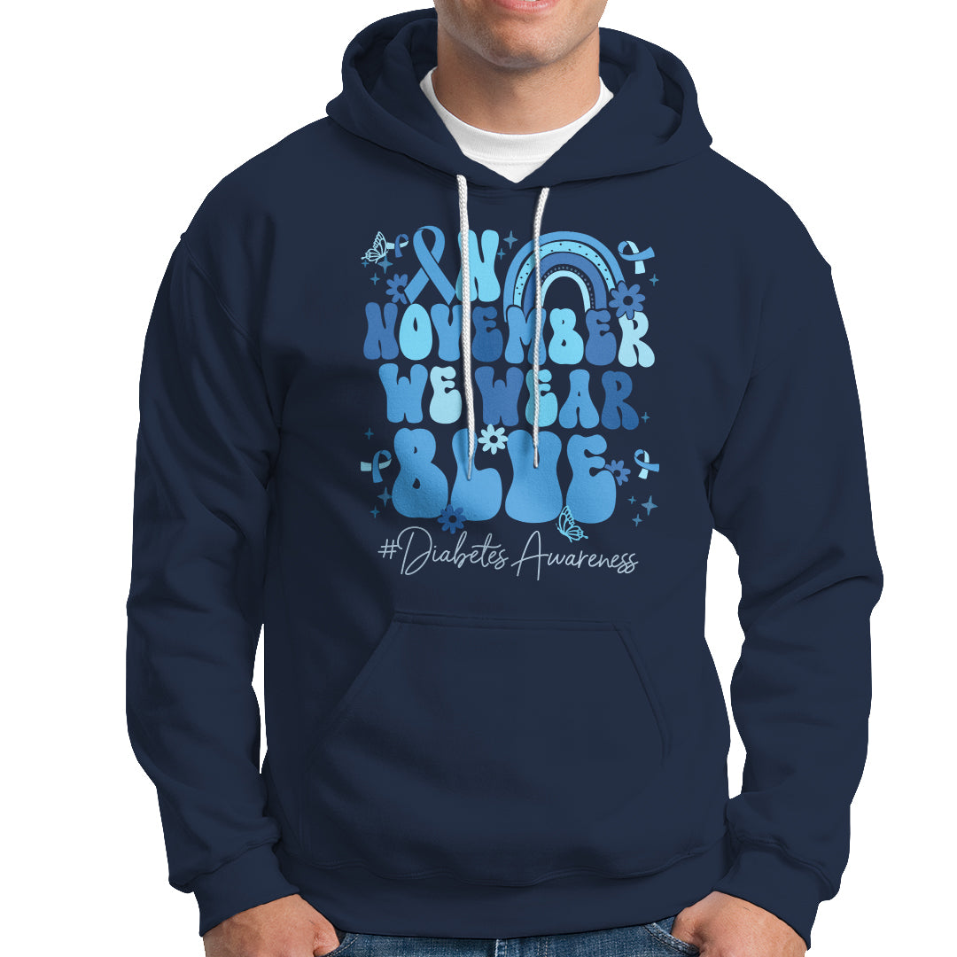 In November We Wear Blue Groovy Diabetic Diabetes Awareness Hoodie - Wonder Print Shop