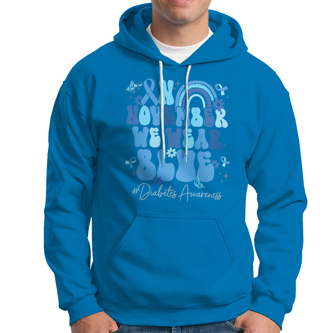 In November We Wear Blue Groovy Diabetic Diabetes Awareness Hoodie - Wonder Print Shop