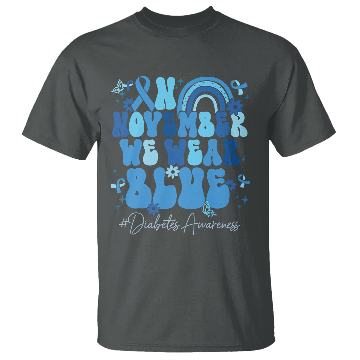 In November We Wear Blue Groovy Diabetic Diabetes Awareness T Shirt - Wonder Print Shop