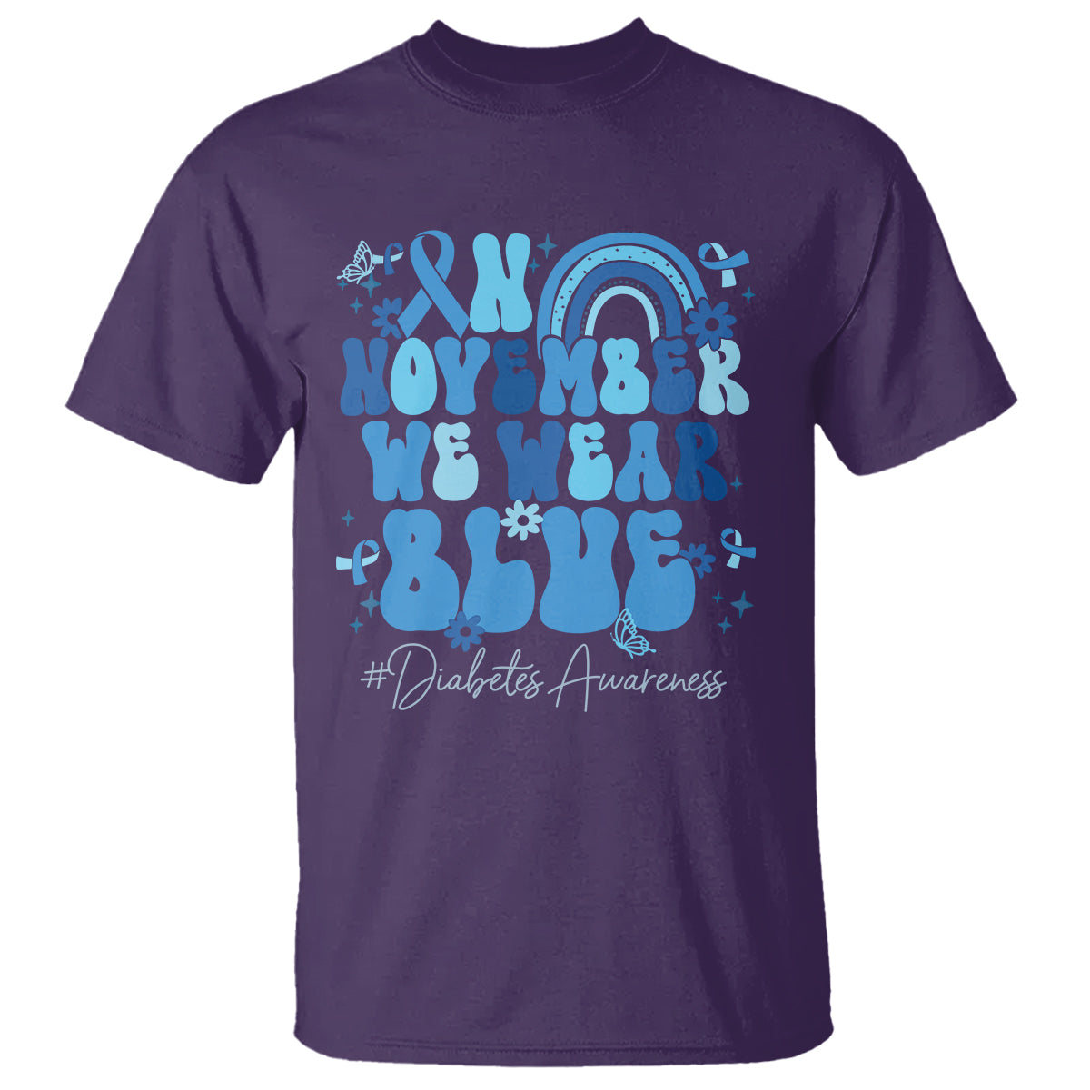 In November We Wear Blue Groovy Diabetic Diabetes Awareness T Shirt - Wonder Print Shop