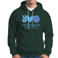 Peace Love Cure Blue Ribbon Sunflower Diabetes Awareness Hoodie - Wonder Print Shop
