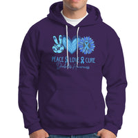 Peace Love Cure Blue Ribbon Sunflower Diabetes Awareness Hoodie - Wonder Print Shop