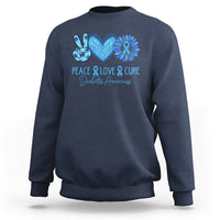 Peace Love Cure Blue Ribbon Sunflower Diabetes Awareness Sweatshirt - Wonder Print Shop