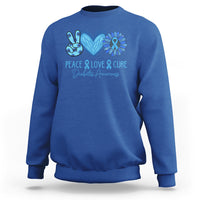 Peace Love Cure Blue Ribbon Sunflower Diabetes Awareness Sweatshirt - Wonder Print Shop
