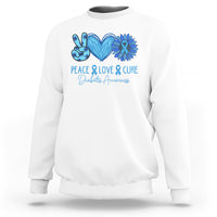 Peace Love Cure Blue Ribbon Sunflower Diabetes Awareness Sweatshirt - Wonder Print Shop