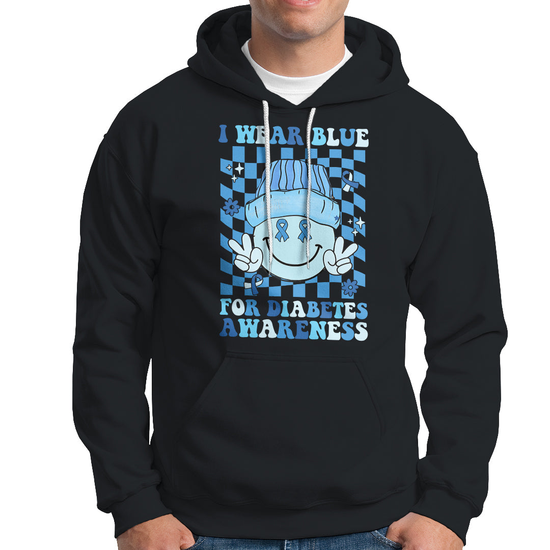 I Wear Blue For Diabetes Awareness Support T1D T2D Diabetics Hoodie - Wonder Print Shop