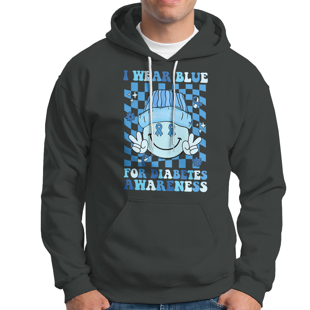 I Wear Blue For Diabetes Awareness Support T1D T2D Diabetics Hoodie - Wonder Print Shop