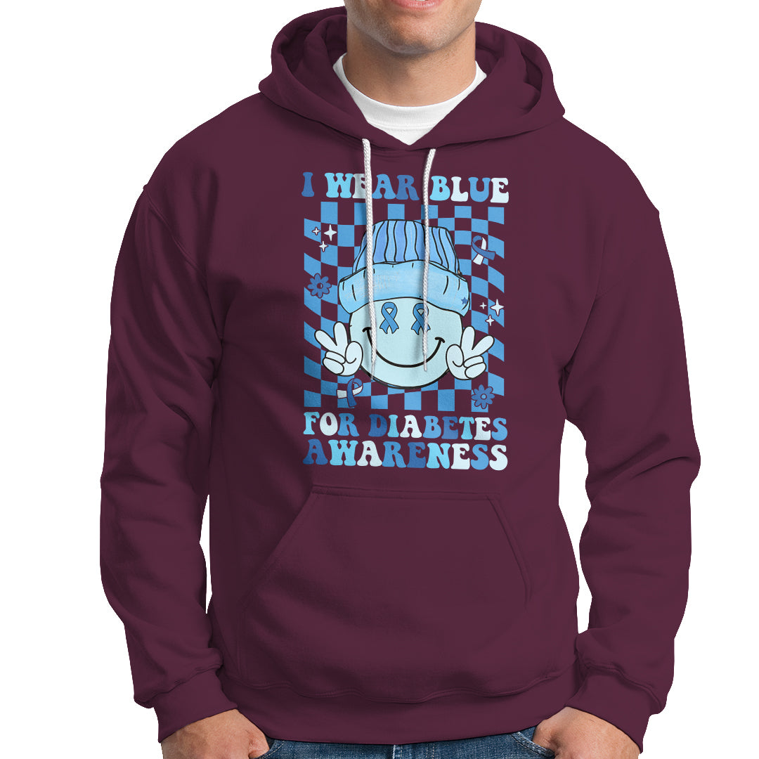 I Wear Blue For Diabetes Awareness Support T1D T2D Diabetics Hoodie - Wonder Print Shop